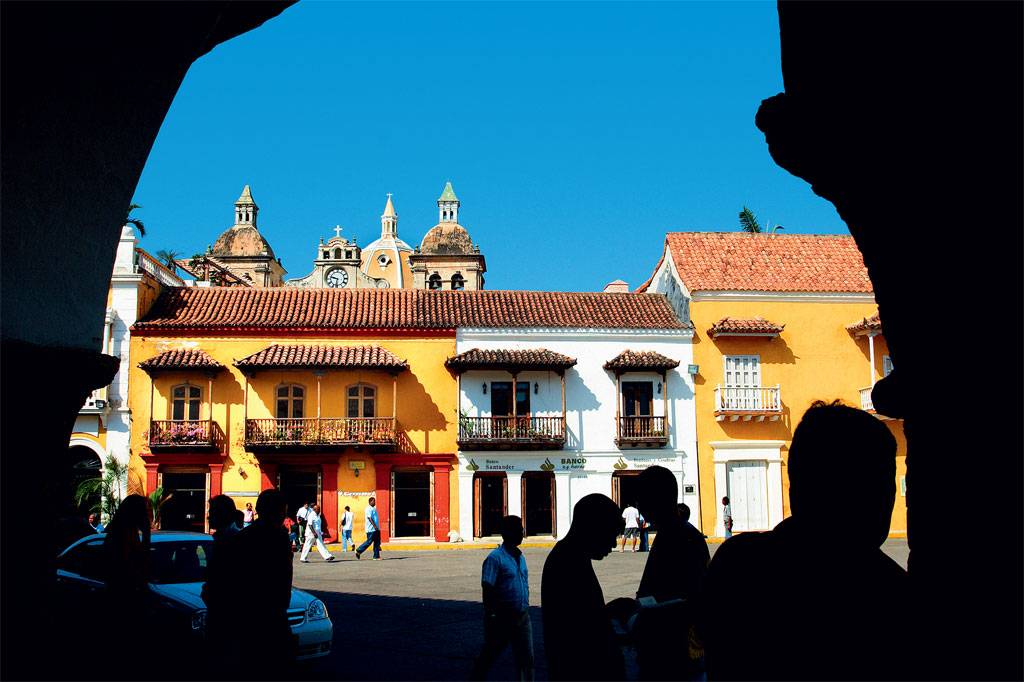 Fachadas e balc&otilde;es coloniais do Centro Hist&oacute;rico de Cartagena das &Iacute;ndias