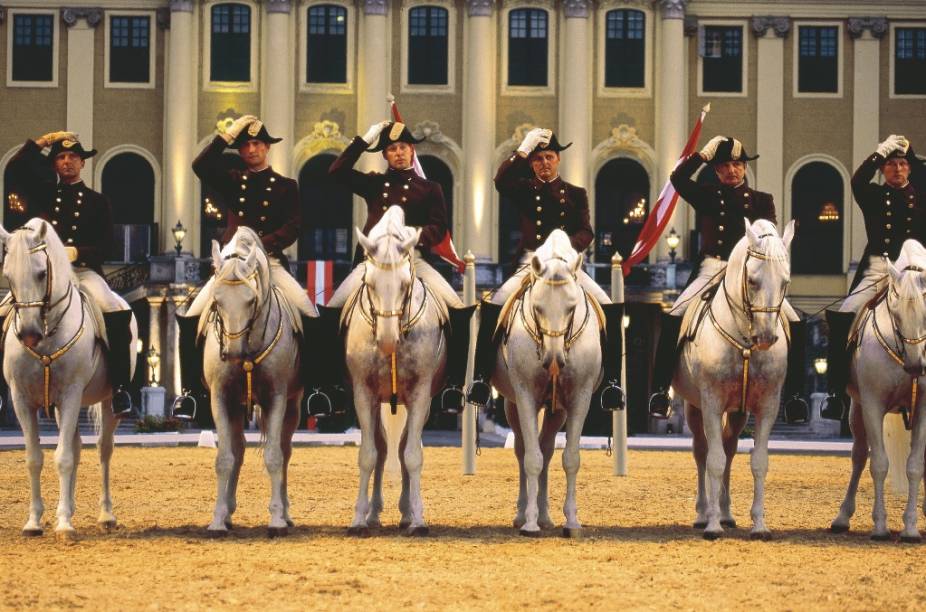 Apresentação da Escola Espanhola de Cavalaria no Palácio Schönbrunn Apresentação da Escola Espanhola de Cavalaria no Palácio Schönbrunn