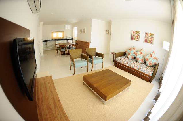 Apartamentos amplos com sala e cozinha foram projetados para receber toda a família Apartamentos amplos com sala e cozinha foram projetados para receber toda a família