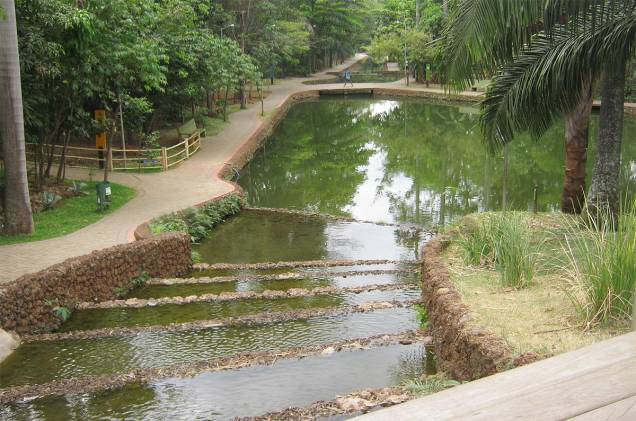 O Bosque dos Buritis, no Setor Oeste, é repleto de lagos artificiais e um alívio para o ar seco da cidade O Bosque dos Buritis, no Setor Oeste, é repleto de lagos artificiais e um alívio para o ar seco da cidade