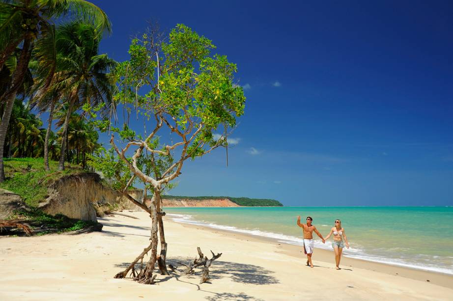 É em <a href="https://viajeaqui.abril.com.br/cidades/br-al-barra-de-santo-antonio">Barra de Santo Antônio</a>, cidadezinha perto de Maceió, que fica uma das mais belas praias de Alagoas: a de <a href="https://viajeaqui.abril.com.br/estabelecimentos/br-al-barra-de-santo-antonio-atracao-praia-carro-quebrado" target="_blank">Carro Quebrado</a>, indefectível com suas falésias formadas por areias multicoloridas. Fique ligado: na maré alta, o mar encobre a pequena faixa de areia. Evite ir nestes horários