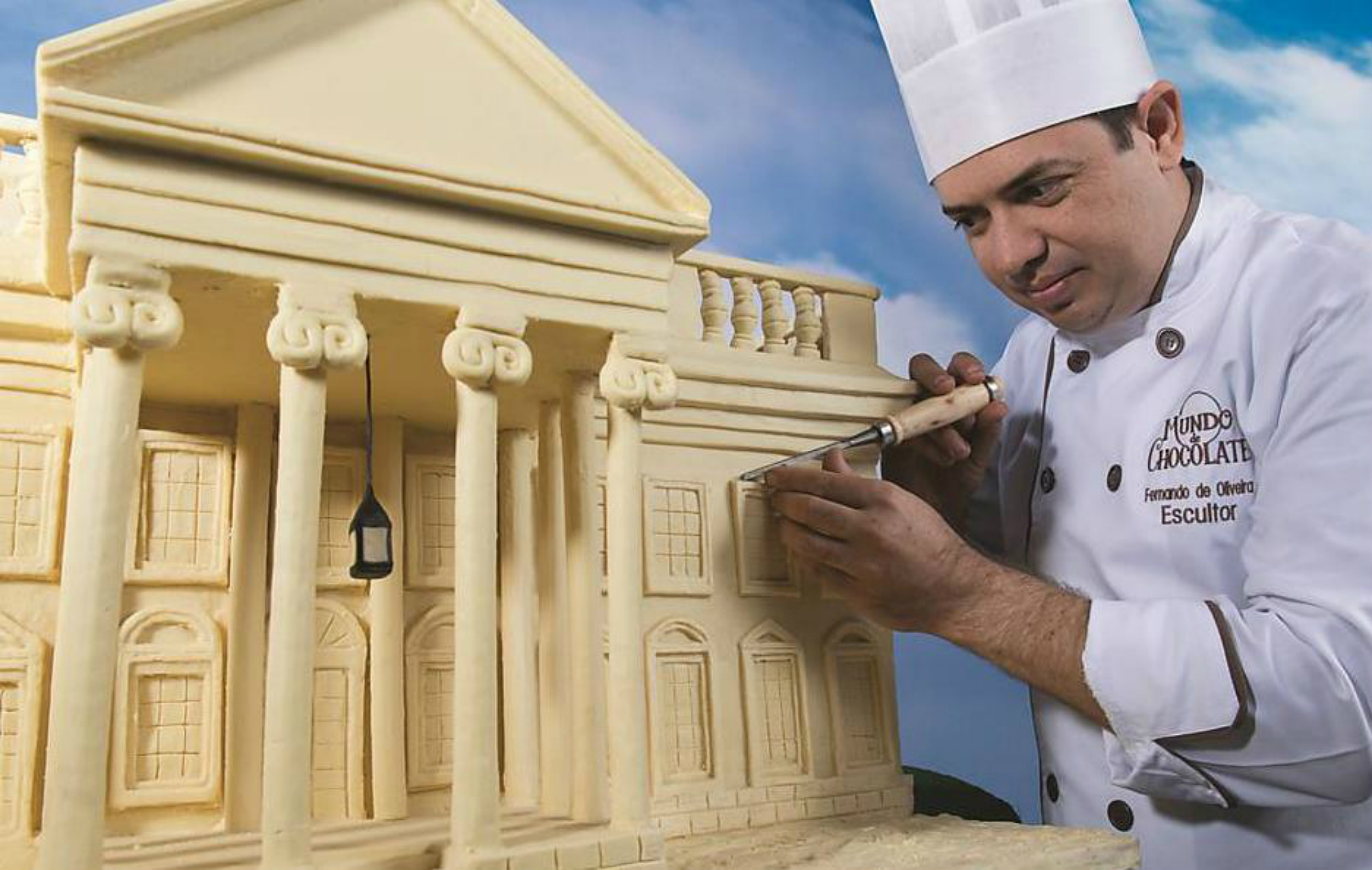 O Parque Mundo do Chocolate tem esculturas de edif&iacute;cios e monumentos famosos, como a Casa Branca e a Torre Eiffel