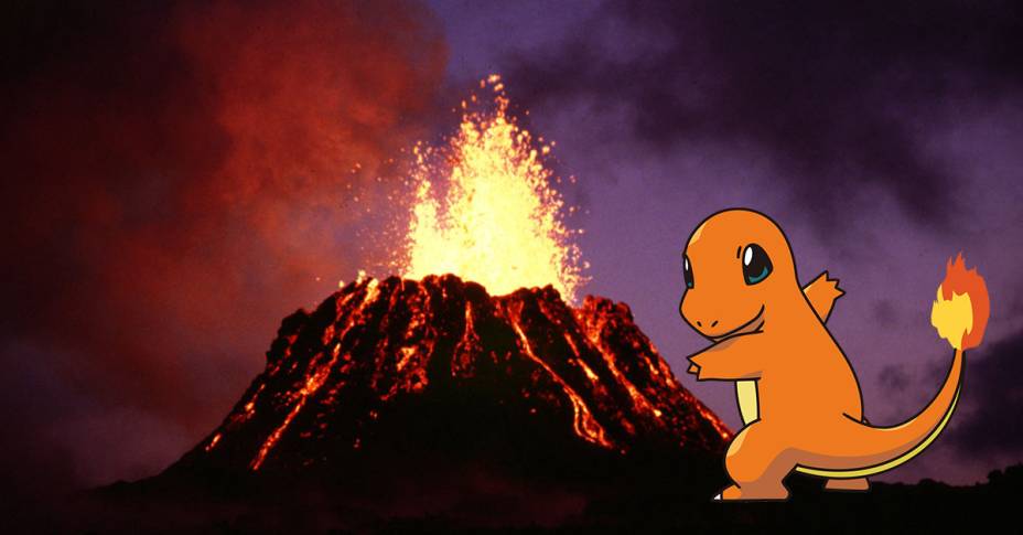 <strong>CHARMANDER: VULCÃO KILAUEA (<a href="https://viajeaqui.abril.com.br/paises/estados-unidos" rel="EUA">EUA</a>)</strong>Preferido entre nove a cada dez mestres-pokémon, o pokémon tipo fogo precisa de um lugar à altura para evoluir até se tornar um imponente Charizard. Nada seria mais justo do que o Kilauea, um vulcão localizado nas ilhas havaianas e conhecido justamente por ser o mais ativo dos cinco que compõe a ilha do Havaí e também o mais ativo do planeta. Apesar de ser um bocado assustador, o Kilauea é visitado por cerca de 2,6 milhões de pessoas por ano – popular como o Charmander