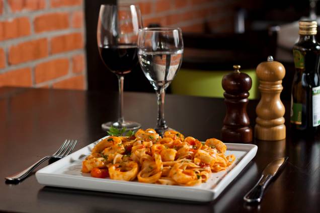 Tagliatelle marinara, do restaurante Don Peppone Tagliatelle marinara, do restaurante Don Peppone