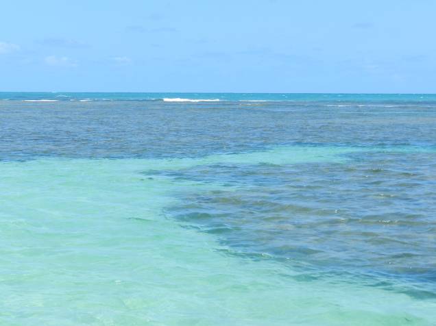 Durante a navegação até as piscinas é difícil escolher entre olhar para a praia deslumbrante com seu imenso coqueiral ou para o contraste dos arrecifes com as águas cristalinas Durante a navegação até as piscinas é difícil escolher entre olhar para a praia deslumbrante com seu imenso coqueiral ou para o contraste dos arrecifes com as águas cristalinas