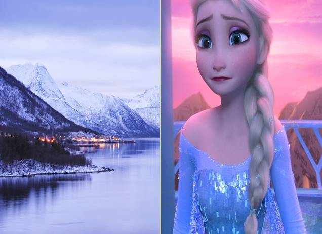 <strong>Fiordes da <a href="https://viajeaqui.abril.com.br/paises/noruega" rel="Noruega" target="_self">Noruega</a> (<em>Frozen</em>)</strong> <em>Livre Estou</em> e <em>Você Quer Brincar na Neve?</em> fizeram tanto sucesso com os pequenos em 2014 (ano de lançamento do filme) quanto (ou mais) as músicas chiclete de <em>A Galinha Pintadinha</em>. Independente de tudo isso, vale a pena ver o quanto a animação valoriza o amor entre duas irmãs. O reino onde as princesas nórdicas Elsa e Anna vivem lembra os fiordes e as paisagens naturais (e geladas) da Noruega. <em>Brrr</em> <a href="https://www.booking.com/city/no/bergen.pt-br.html?aid=332455&label=viagemabril-destinos-inspiradores-dos-estudios-disney" rel="Veja preços de hotéis próximos aos fiordes noruegueses no Booking.com" target="_blank"><em>Veja preços de hotéis próximos aos fiordes noruegueses no Booking.com</em></a> <strong>Fiordes da <a href="https://viajeaqui.abril.com.br/paises/noruega" rel="Noruega" target="_self">Noruega</a> (<em>Frozen</em>)</strong> <em>Livre Estou</em> e <em>Você Quer Brincar na Neve?</em> fizeram tanto sucesso com os pequenos em 2014 (ano de lançamento do filme) quanto (ou mais) as músicas chiclete de <em>A Galinha Pintadinha</em>. Independente de tudo isso, vale a pena ver o quanto a animação valoriza o amor entre duas irmãs. O reino onde as princesas nórdicas Elsa e Anna vivem lembra os fiordes e as paisagens naturais (e geladas) da Noruega. <em>Brrr</em> <a href="https://www.booking.com/city/no/bergen.pt-br.html?aid=332455&label=viagemabril-destinos-inspiradores-dos-estudios-disney" rel="Veja preços de hotéis próximos aos fiordes noruegueses no Booking.com" target="_blank"><em>Veja preços de hotéis próximos aos fiordes noruegueses no Booking.com</em></a>