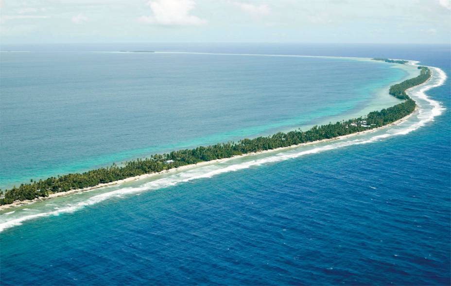 A faixa de areia que é Funafuti, a principal ilha de Tuvalu