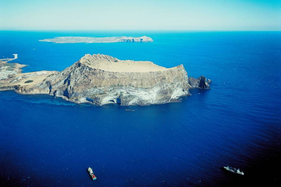 <strong>3. Jeju, Coreia do Sul</strong>Vista aérea do vulcão extinto da Ilha de Jeju, na Coreia do Sul