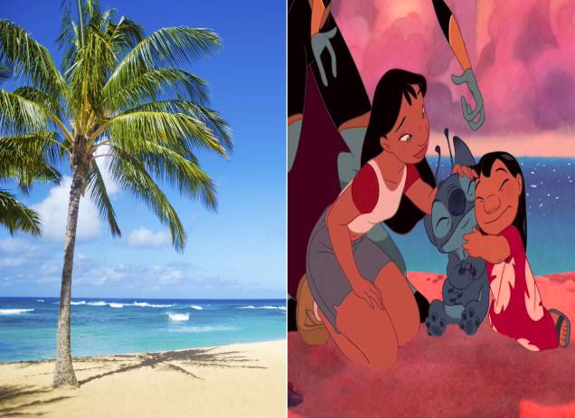 <strong>Havaí, <a href="https://viajeaqui.abril.com.br/paises/estados-unidos" rel="Estados Unidos" target="_self">Estados Unidos</a> (<em>Lilo & Stitch</em>)</strong> <em>"Ohana quer dizer família. Família quer dizer nunca mais abandonar"</em>. Dá vontade de chorar só de lembrar dos dizeres das duas irmãs órfãs e do alienígena mais fofo do mundo. O filme é uma lição de vida: mesmo que sua família não seja perfeita e pareça incompleta, ela pode ser muito boa. Isso tudo sem esquecer dos cenários incríveis das praias do Havaí, do som delicioso do ukulele e das músicas memoráveis de Elvis Presley <a href="https://www.booking.com/region/us/hawaii-island.pt-br.html?aid=332455&label=viagemabril-destinos-inspiradores-dos-estudios-disney" rel="Veja preços de hotéis no Havaí no Booking.com" target="_blank"><em>Veja preços de hotéis no Havaí no Booking.com</em></a> <strong>Havaí, <a href="https://viajeaqui.abril.com.br/paises/estados-unidos" rel="Estados Unidos" target="_self">Estados Unidos</a> (<em>Lilo & Stitch</em>)</strong> <em>"Ohana quer dizer família. Família quer dizer nunca mais abandonar"</em>. Dá vontade de chorar só de lembrar dos dizeres das duas irmãs órfãs e do alienígena mais fofo do mundo. O filme é uma lição de vida: mesmo que sua família não seja perfeita e pareça incompleta, ela pode ser muito boa. Isso tudo sem esquecer dos cenários incríveis das praias do Havaí, do som delicioso do ukulele e das músicas memoráveis de Elvis Presley <a href="https://www.booking.com/region/us/hawaii-island.pt-br.html?aid=332455&label=viagemabril-destinos-inspiradores-dos-estudios-disney" rel="Veja preços de hotéis no Havaí no Booking.com" target="_blank"><em>Veja preços de hotéis no Havaí no Booking.com</em></a>