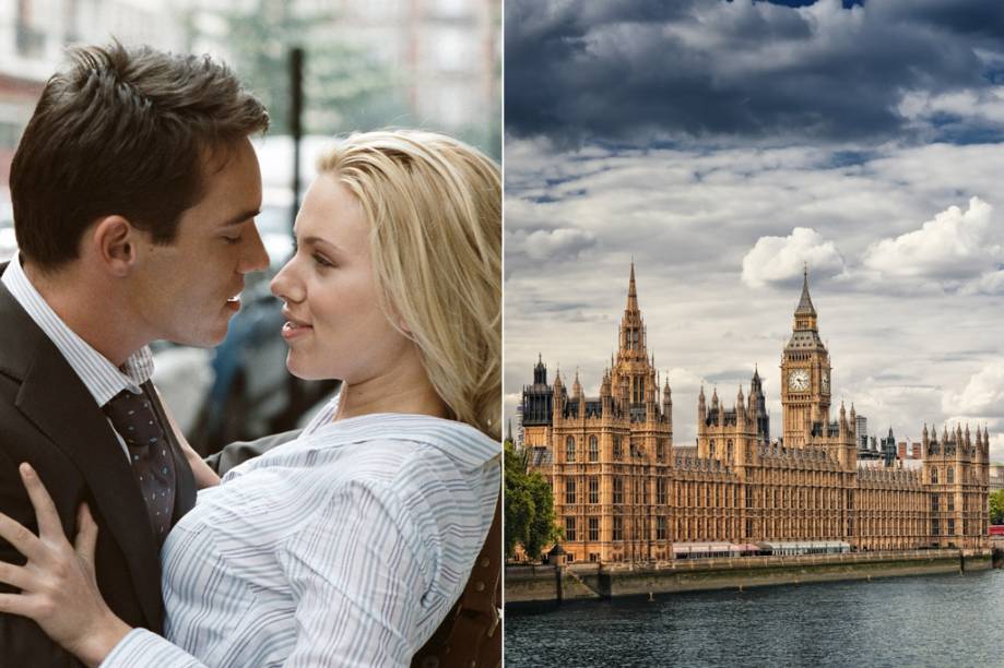 <strong>Match Point <a href="https://viajeaqui.abril.com.br/cidades/reino-unido-londres" rel="(Londres, Inglaterra)">(Londres, Inglaterra)</a></strong><br />Londres é o pano de fundo do triângulo amoroso entre o professor de tênis Chris Wilton (Jonathan Rhys Meyers), sua rica namorada Chloe Hewett (Emily Mortimer) e a sedutora aspirante a atriz Nola Rice (Scarlett Johansson, na foto). Filmado inteiramente na capital britânica, tem como única locação diferente a casa de campo dos Hewett, a antiga <strong>Englefield House</strong>, em <strong>Berkshire</strong>. Entre os pontos londrinos de maior destaque estão o <strong>Parlamento</strong> (à dir.) e o <strong>Covent Garden Hotel</strong>, ponto de encontro dos amantes <strong>Match Point <a href="https://viajeaqui.abril.com.br/cidades/reino-unido-londres" rel="(Londres, Inglaterra)">(Londres, Inglaterra)</a></strong><br />Londres é o pano de fundo do triângulo amoroso entre o professor de tênis Chris Wilton (Jonathan Rhys Meyers), sua rica namorada Chloe Hewett (Emily Mortimer) e a sedutora aspirante a atriz Nola Rice (Scarlett Johansson, na foto). Filmado inteiramente na capital britânica, tem como única locação diferente a casa de campo dos Hewett, a antiga <strong>Englefield House</strong>, em <strong>Berkshire</strong>. Entre os pontos londrinos de maior destaque estão o <strong>Parlamento</strong> (à dir.) e o <strong>Covent Garden Hotel</strong>, ponto de encontro dos amantes