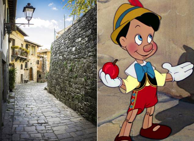 <strong><a href="https://viajeaqui.abril.com.br/cidades/italia-florenca-firenze" rel="Florença" target="_self">Florença</a>, <a href="https://viajeaqui.abril.com.br/paises/italia" rel="Itália" target="_self">Itália</a> (<em>Pinóquio</em>)</strong> <em>"Tente um assovio"!</em> Esse é um dos ensinamentos do filme que mais pegaram (e ainda pegam) junto aos pequenos. Aliás, quem nunca quis transformar o boneco favorito em menino de verdade, além de ter um grilo falante como amigo e encontrar uma fada azul? O desejo do carpinteiro italiano Geppetto fica nítido desde o começo do filme, sobretudo quando ele manda o moço para a escola. E é a partir daí que o boneco começa a sua aventura pelas ruas da cidade <em><a href="https://www.booking.com/city/it/florence.pt-br.html?aid=332455&label=viagemabril-destinos-inspiradores-dos-estudios-disney" rel="Veja preços de hotéis em Florença no Booking.com" target="_blank">Veja preços de hotéis em Florença no Booking.com</a></em> <strong><a href="https://viajeaqui.abril.com.br/cidades/italia-florenca-firenze" rel="Florença" target="_self">Florença</a>, <a href="https://viajeaqui.abril.com.br/paises/italia" rel="Itália" target="_self">Itália</a> (<em>Pinóquio</em>)</strong> <em>"Tente um assovio"!</em> Esse é um dos ensinamentos do filme que mais pegaram (e ainda pegam) junto aos pequenos. Aliás, quem nunca quis transformar o boneco favorito em menino de verdade, além de ter um grilo falante como amigo e encontrar uma fada azul? O desejo do carpinteiro italiano Geppetto fica nítido desde o começo do filme, sobretudo quando ele manda o moço para a escola. E é a partir daí que o boneco começa a sua aventura pelas ruas da cidade <em><a href="https://www.booking.com/city/it/florence.pt-br.html?aid=332455&label=viagemabril-destinos-inspiradores-dos-estudios-disney" rel="Veja preços de hotéis em Florença no Booking.com" target="_blank">Veja preços de hotéis em Florença no Booking.com</a></em>