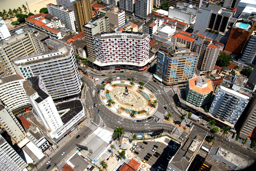 Vista a&eacute;rea da Pra&ccedil;a da Independ&ecirc;ncia, local de comemora&ccedil;&atilde;o dos torcedores do Santos