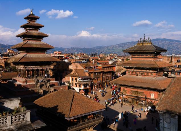 Praça Taumadhi em Bhaktapur, Nepal Praça Taumadhi em Bhaktapur, Nepal