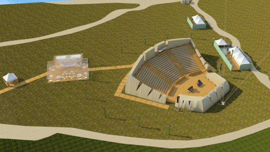 Projeção do anfiteatro criado para acomodar 800 pessoas durante o festival Música em Trancoso Projeção do anfiteatro criado para acomodar 800 pessoas durante o festival Música em Trancoso