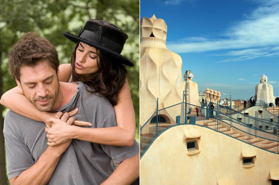 <strong>Vicky Cristina Barcelona <a href="https://viajeaqui.abril.com.br/cidades/espanha-barcelona" rel="(Barcelona, Espanha)">(Barcelona, Espanha)</a></strong><br /> Barcelona não está no título do filme por acaso. A capital da Catalunha é o destino das férias de verão das duas amigas Vicky (Rebecca Hall) e Cristina (Scarlett Johansson), que fazem um tour pela cidade, apreciam obras de Antoni Gaudí (na foto, o topo de La Pedrera ou <strong><a href="https://viajeaqui.abril.com.br/estabelecimentos/espanha-barcelona-atracao-casa-mila-la-pedrera" rel="Casa Milà">Casa Milà</a></strong>) e se apaixonam pelo pintor Juan Antonio (Javier Bardem). A excêntrica ex-mulher do conquistador, a artista Maria Elena (Penélope Cruz, na foto), completa a trama escrita e dirigida por Woody Allen, em que a arte não é apenas cenário, mas também personagem <strong>Vicky Cristina Barcelona <a href="https://viajeaqui.abril.com.br/cidades/espanha-barcelona" rel="(Barcelona, Espanha)">(Barcelona, Espanha)</a></strong><br /> Barcelona não está no título do filme por acaso. A capital da Catalunha é o destino das férias de verão das duas amigas Vicky (Rebecca Hall) e Cristina (Scarlett Johansson), que fazem um tour pela cidade, apreciam obras de Antoni Gaudí (na foto, o topo de La Pedrera ou <strong><a href="https://viajeaqui.abril.com.br/estabelecimentos/espanha-barcelona-atracao-casa-mila-la-pedrera" rel="Casa Milà">Casa Milà</a></strong>) e se apaixonam pelo pintor Juan Antonio (Javier Bardem). A excêntrica ex-mulher do conquistador, a artista Maria Elena (Penélope Cruz, na foto), completa a trama escrita e dirigida por Woody Allen, em que a arte não é apenas cenário, mas também personagem