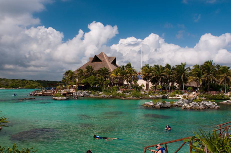 Vista geral do complexo Xel-Ha, um ecoparque ao sul da Riviera Maia