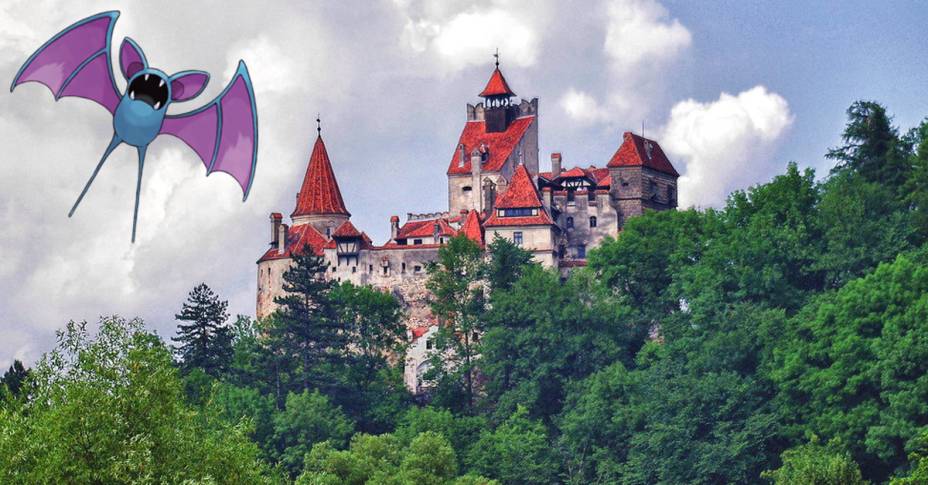 <strong>ZUBAT: <a href="https://viajeaqui.abril.com.br/materias/os-mais-belos-castelos-fortes-e-muralhas-do-mundo#16" rel="CASTELO DE BRAN" target="_blank">CASTELO DE BRAN</a> (<a href="https://viajeaqui.abril.com.br/paises/romenia/" rel="ROMÊNIA" target="_blank">ROMÊNIA</a>)</strong>Ok, a gente sabe que ele não é seu preferido. Mas se você já está jogando Pokémon Go, sabe que ele aparece tanto, mas tanto que é impossível não criar algum tipo de apego ao primo mutante do morcego. O Castelo de Bran é um monumento nacional e marco histórico da Romênia. O endereço seria uma boa morada para o Zubat por motivos simbólicos: situado na fronteira entre a Transilvânia e a Valáquia, ele é conhecido habitualmente como o "Castelo do Drácula" por conta da obra de Bram Stoker, que apontava que este castelo era o lar doce lar do Príncipe Vlad Tepes, governador da Valáquia, e inspirador máximo do Drácula