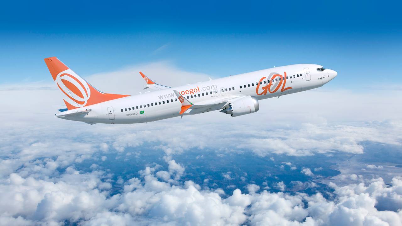 Aeronave Boeing 737 MAX da Gol, modelo que entrará na frota a partir de 2018