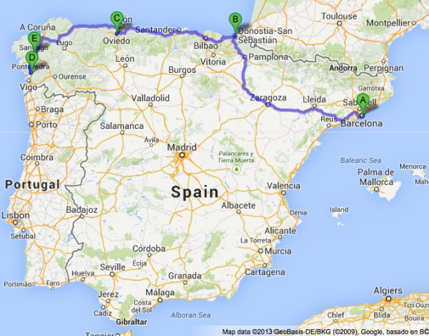 O roteiro completo, de Barcelona a Santiago de Compostela