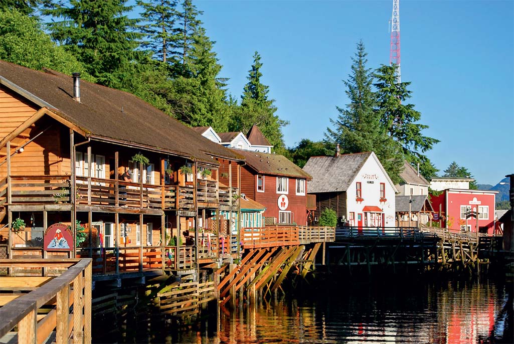 As casinhas de madeira ao estilo Velho Oeste da Creek Street, em Ketchikan