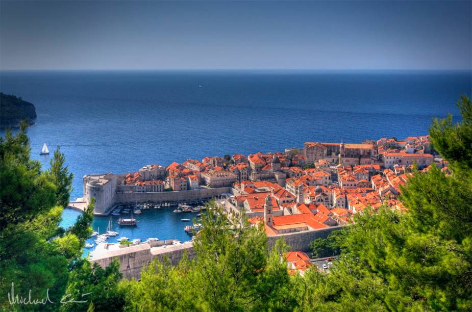 Visão do mar do Adriático e da cidade Visão do mar do Adriático e da cidade