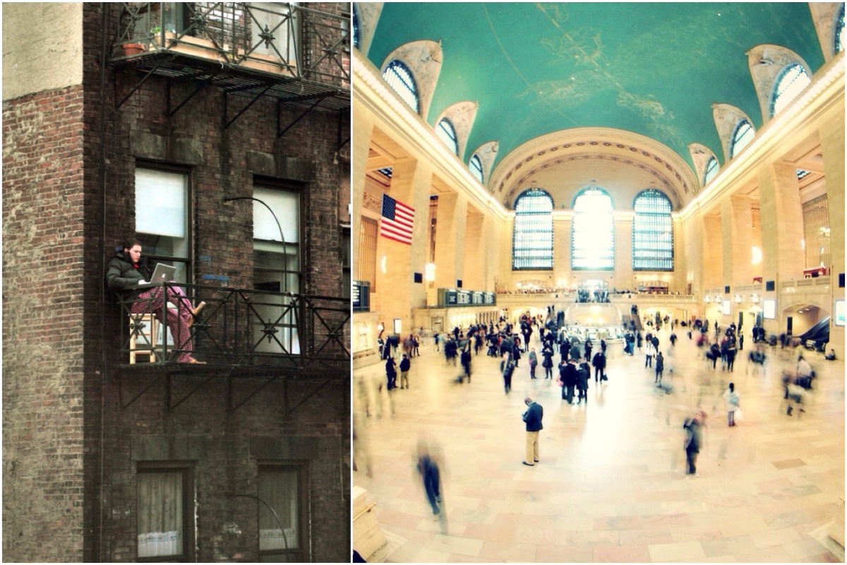 Est&aacute;tua da Liberdade da Liberty Island / Grand Central Terminal fotografada com uma lente fisheye, em baixa velocidade (fotos: Anna Laura Wolff)