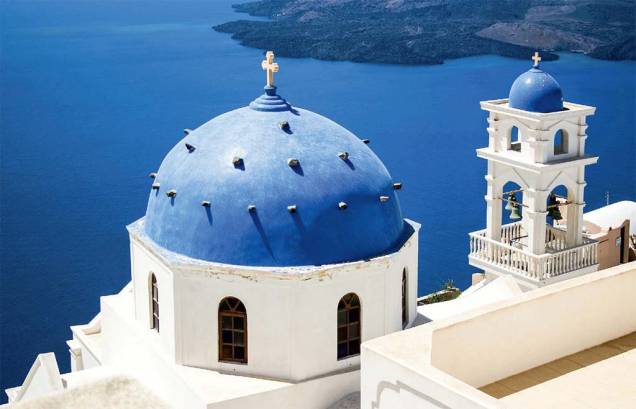 Santorini em vários tons de azul Santorini em vários tons de azul