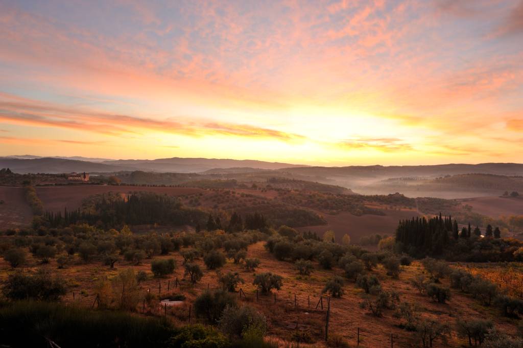 Vista desde o Castello del Nero, hotel “luxão” em Tavarnelle Val di Pesa