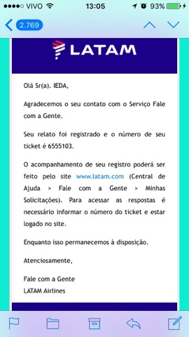 mensagem latam ieda bagagem de mao furtada dentro de aeronave