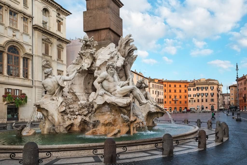 Fontana dei Fiumi, Piazza Navona, Roma, Lázio, Itália Fontana dei Fiumi, Piazza Navona, Roma, Lázio, Itália