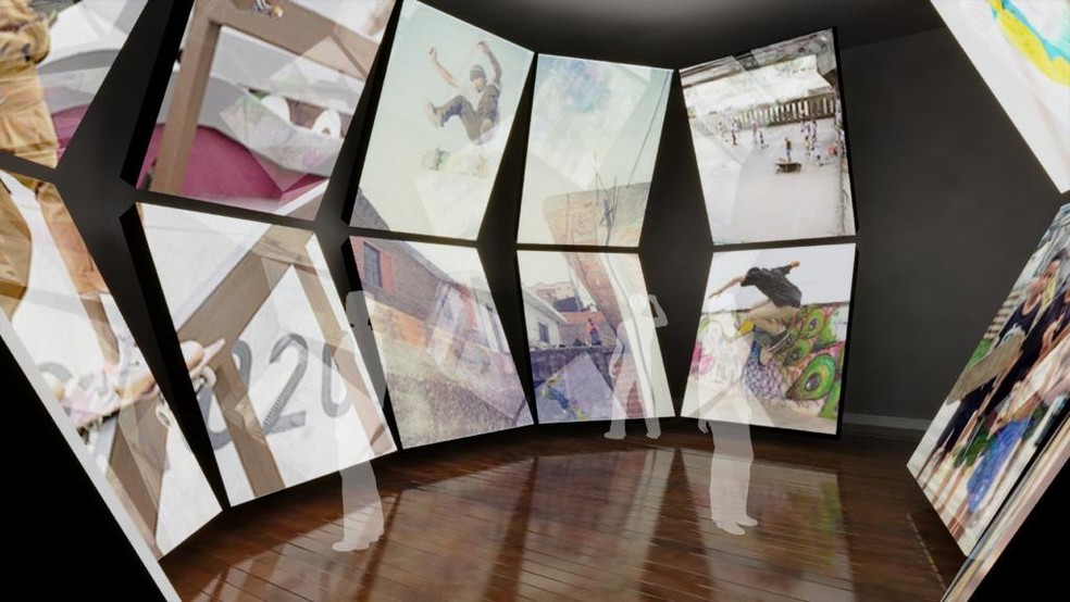 Museu das Favelas 2 Na imagem vemos várias televisões posisionadas em diverentes âgulos.