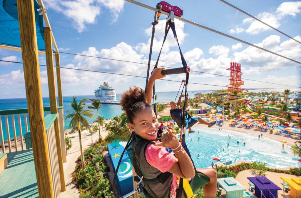 Zip Line Takeoff, CocoCay, Bahamas, Royal Caribbean