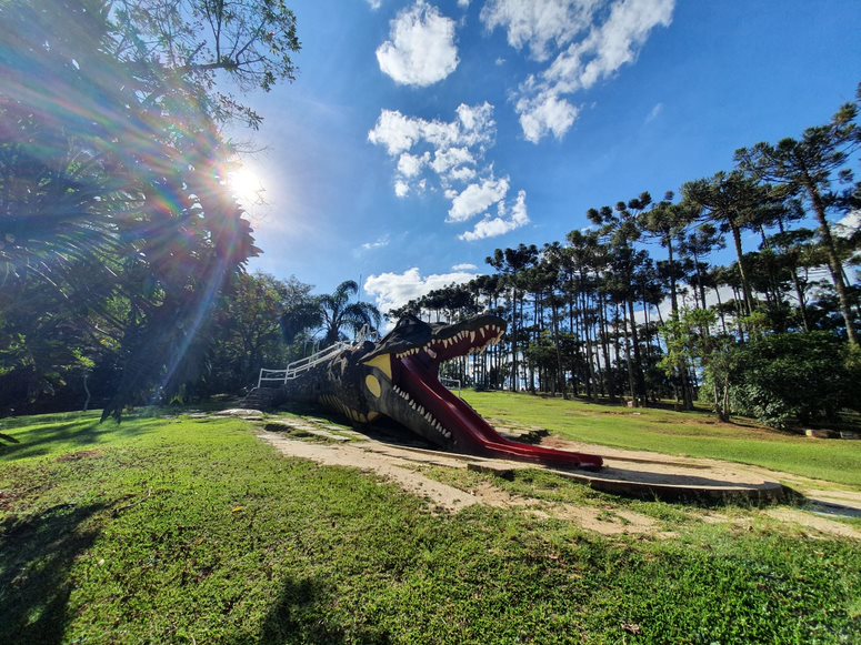 Jacaré Gigante, Sesc Interlagos, São Paulo A imagem mostra um escorregador em formato de jacaré