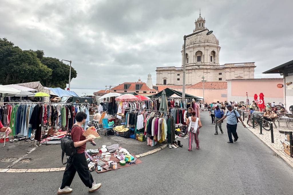 IMG_1499 A Feira da Ladra com a cúpula do Panteão do fundo